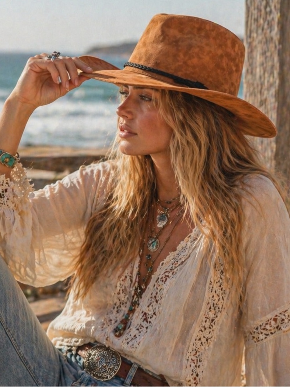Altered State Faux Suede Boho Western Fedora Hat NWT Festival